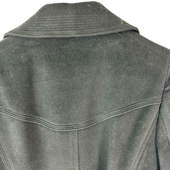 Banana Republic Black Wool Blend Trench Style Kick Pleat Belted Coat Sz M - Picture 4 of 9
